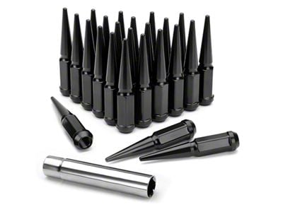 Black Spiked Lug Nuts; M14x1.5; Set of 24 (16-24 Titan XD)
