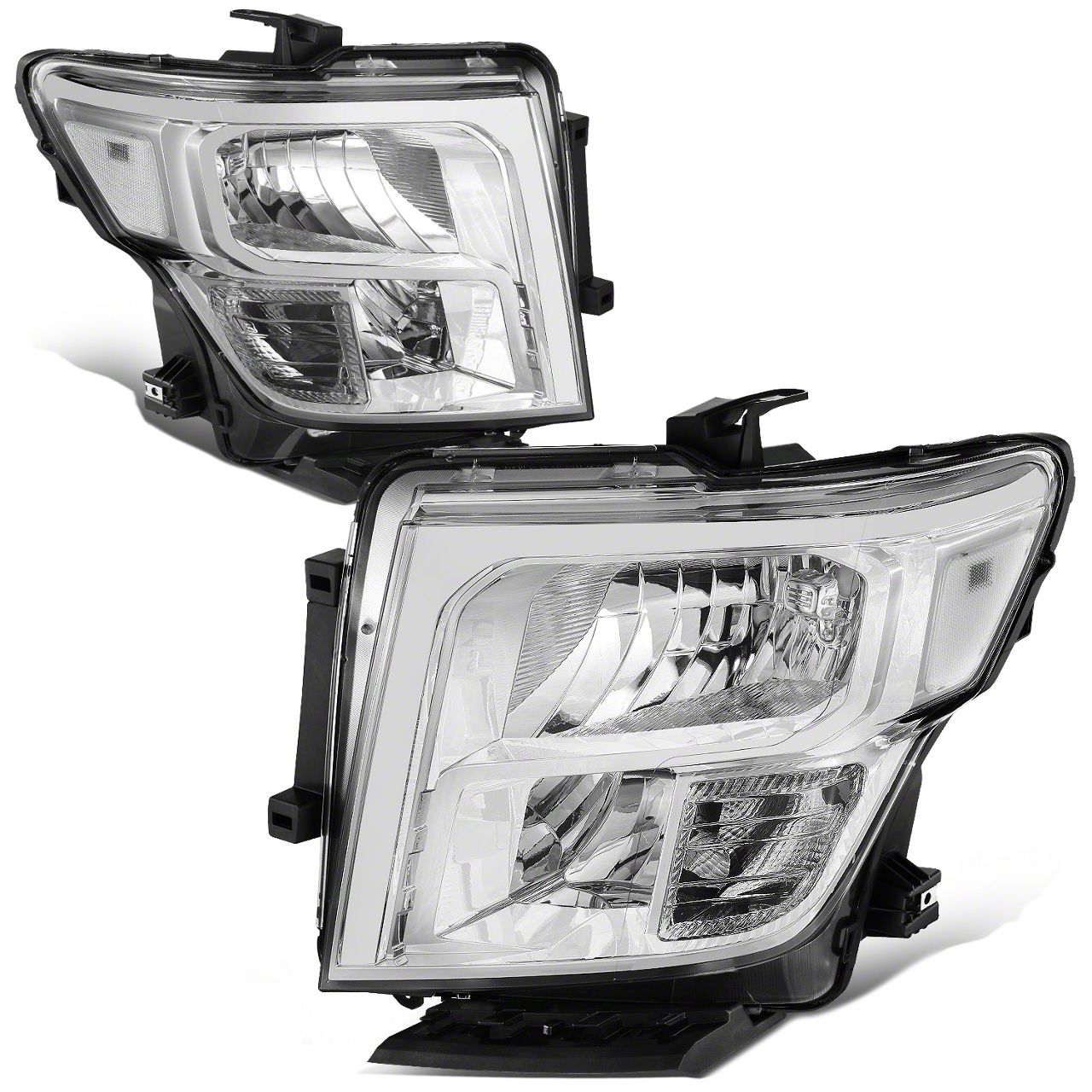 Clear Chrome Headlights For 2004-2012 Nissan Titan – Left & Right OE Replacement