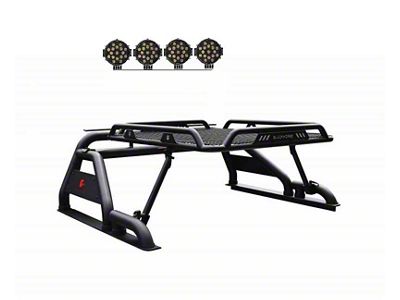Warrior Roll Bar with 7-Inch Black Round LED Lights; Black (16-24 Titan XD)