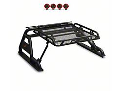 Warrior Roll Bar with 7-Inch Red Round LED Lights; Black (16-24 Titan XD)
