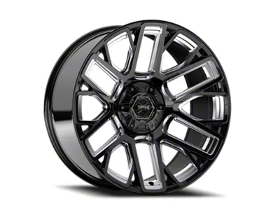 Torque Wheels TW428C Slope Gloss Black Premium Milled 6-Lug Wheel; 20x9; -12mm Offset (17-24 Titan)