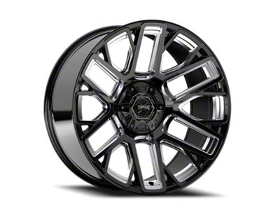 Torque Wheels TW428C Slope Gloss Black Premium Milling 6-Lug Wheel; 22x10; -18mm Offset (17-24 Titan)