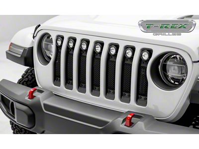 T-REX Grilles Stealth Torch Series Grille Insert with LED Lights; Black (18-23 Jeep Wrangler JL w/o TrailCam, Excluding Rubicon 392)