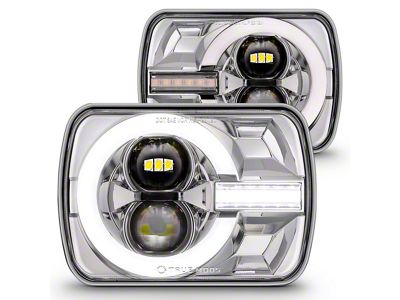 True Mods 5x7-Inch LED Headlights with DRL and Turn Signals; Chrome Housing; Clear Lens (84-01 Jeep Cherokee XJ)
