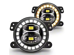 True Mods 4-Inch Crystal LED Fog Lights with Halo DRL; Black (07-18 Jeep Wrangler JK)