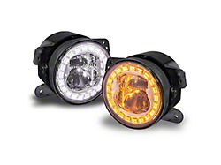 True Mods 4-Inch Crystal LED Fog Lights with Halo DRL; Chrome (07-18 Jeep Wrangler JK)