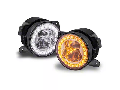 True Mods 4-Inch Crystal LED Fog Lights with Halo DRL; Chrome (07-18 Jeep Wrangler JK)