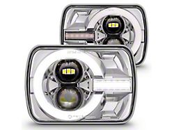 True Mods 5x7-Inch LED Headlights with DRL and Turn Signals; Chrome Housing; Clear Lens (87-95 Jeep Wrangler)