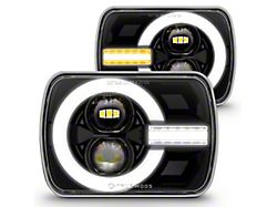 True Mods 5x7-Inch LED Headlights with DRL and Turn Signals; Black Housing; Clear Lens (87-95 Jeep Wrangler)