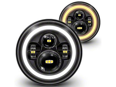 True Mods 7-Inch LED Halo Headlights; Black Housing; Clear Lens (07-18 Jeep Wrangler JK)