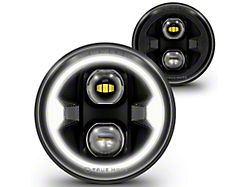 True Mods 7-Inch LED Halo Headlights with Turn Signals; Black Housing; Clear Lens (07-18 Jeep Wrangler JK)