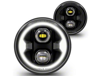 True Mods 7-Inch LED Halo Headlights with Turn Signals; Black Housing; Clear Lens (07-18 Jeep Wrangler JK)