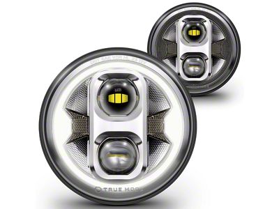 True Mods 7-Inch LED Halo Headlights with Turn Signals; Chrome Housing; Clear Lens (07-18 Jeep Wrangler JK)
