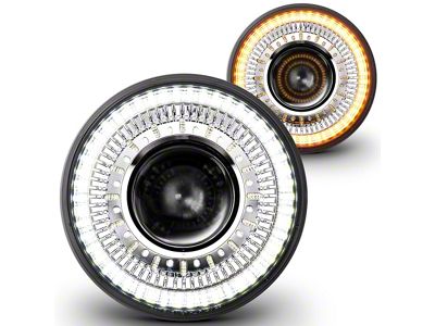 True Mods 7-Inch LED Headlights with Turn Signals with Z-Cutoff Line; Chrome Housing; Clear Lens (07-18 Jeep Wrangler JK)