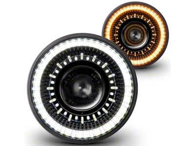 True Mods 7-Inch LED Headlights with Turn Signals with Z-Cutoff Line; Black Housing; Clear Lens (07-18 Jeep Wrangler JK)