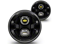 True Mods 7-Inch LED Headlights with Z-Cutoff Line; Black Housing; Clear Lens (07-18 Jeep Wrangler JK)