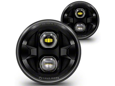 True Mods 7-Inch LED Headlights with Z-Cutoff Line; Black Housing; Clear Lens (07-18 Jeep Wrangler JK)