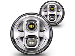 True Mods 7-Inch LED Headlights with Z-Cutoff Line; Chrome Housing; Clear Lens (07-18 Jeep Wrangler JK)