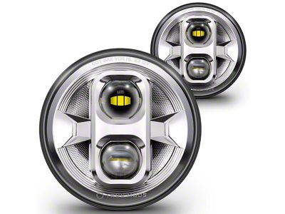 True Mods 7-Inch LED Headlights with Z-Cutoff Line; Chrome Housing; Clear Lens (07-18 Jeep Wrangler JK)