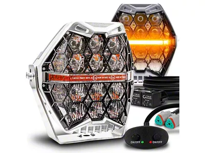 True Mods 7-Inch LED Pod Lights with Amber Marker Light; Chrome Housing; Combo Beam (Universal; Some Adaptation May Be Required)