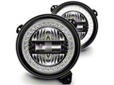 True Mods 9-Inch Crystal LED Halo Headlights; Black Housing; Clear Lens (18-26 Jeep Wrangler JL)