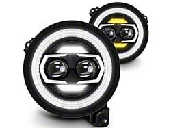 True Mods 9-Inch LED Halo Hedlights with Turn Signals; Black Housing; Clear Lens (18-26 Jeep Wrangler JL)