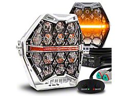 True Mods 7-Inch LED Pod Lights with Amber Marker Light; Chrome Housing; Combo Beam (Universal; Some Adaptation May Be Required)