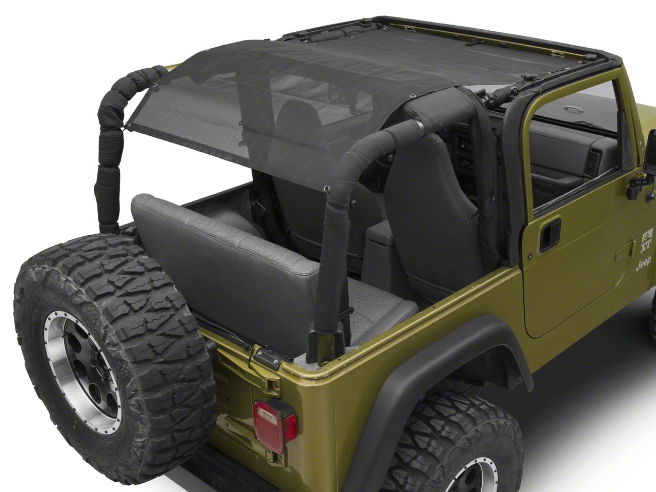 Mesh Bikini Top Cover UV Sun Protection For 97-06 Jeep Wrangler TJ – Black, 2-Door