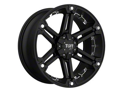 Tuff A.T. T01 Flat Black with Chrome Inserts 6-Lug Wheel; 17x8; -13mm Offset (24-25 Tacoma)