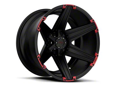 Tuff A.T. T12 Satin Black with Red Inserts 6-Lug Wheel; 22x12; -45mm Offset (24-25 Tacoma)