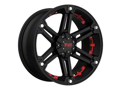 Tuff A.T. T01 Flat Black with Red Inserts 6-Lug Wheel; 18x9; 10mm Offset (21-25 Bronco, Excluding Raptor)