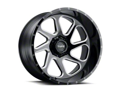 Tuff A.T. T2B Gloss Black with Milled Spokes 6-Lug Wheel; Right Directional; 22x12; -45mm Offset (22-26 Bronco Raptor)