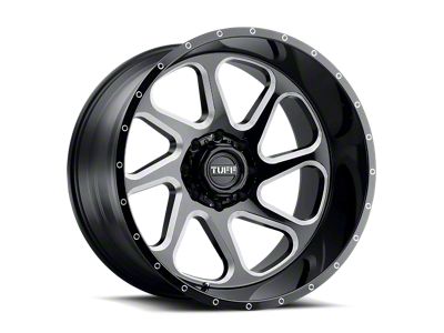 Tuff A.T. T2B Gloss Black with Milled Spokes Wheel; 22x12; -45mm Offset (20-25 Jeep Gladiator JT)