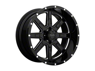 Tuff A.T. T15 Gloss Black with Milled Spokes Wheel; 22x10; -19mm Offset (07-18 Jeep Wrangler JK)