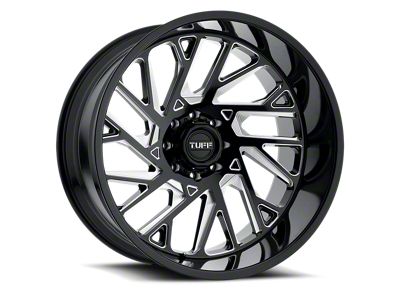 Tuff A.T. T4B Gloss Black with Milled Spokes Wheel; 24x14; -72mm Offset (07-18 Jeep Wrangler JK)