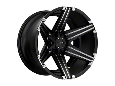 Tuff A.T. T12 Satin Black with Milled Spokes and Brushed Inserts Wheel; 26x12; -45mm Offset (18-25 Jeep Wrangler JL)