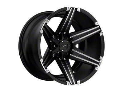 Tuff A.T. T12 Satin Black with Milled Spokes and Brushed Inserts Wheel; 26x12; -45mm Offset (87-95 Jeep Wrangler YJ)
