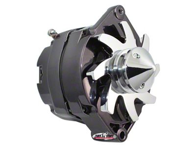 Tuff Stuff Performance Alternator with 6-Groove Bullet Pulley; 140 AMP; Black Chrome (80-82 4.2L Jeep CJ7)