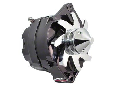 Tuff Stuff Performance Alternator with V-Groove Bullet Pulley; 100 AMP; Black Chrome (80-82 4.2L Jeep CJ7)