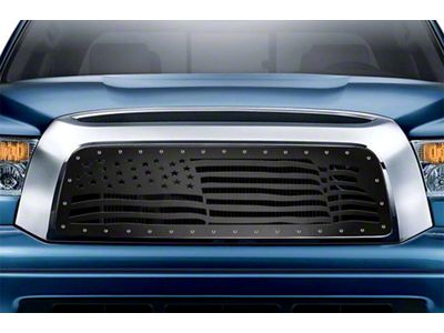 1-Piece Steel Upper Grille Insert; Wavy American Flag (07-09 Tundra)