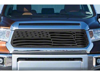 1-Piece Steel Upper Grille Overlay; American Flag Wave (14-17 Tundra)