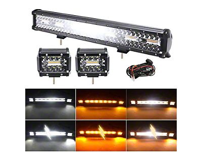 Tundra 20-Inch LED Light Bar and 4-Inch LED Light Pod Combo Kit;  Amber/White; Spot/Flood Combo Beam (Universal; Some Adaptation May Be  Required)