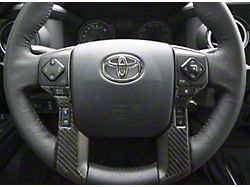 4-Button Steering Wheel Accent Trim; Domed Carbon Fiber (14-21 Tundra)