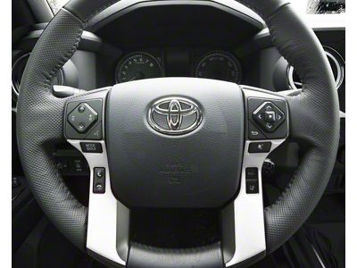 4-Button Steering Wheel Accent Trim; Gloss White (14-21 Tundra)