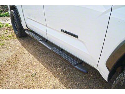 4-Inch Oval 4X Series Side Step Bars; Textured Matte Black (22-25 Tundra CrewMax)
