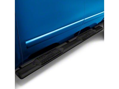 4-Inch Oval Straight Side Step Bars; Black (07-21 Tundra Double Cab)