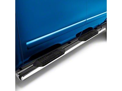 4-Inch Oval Straight Side Step Bars; Polished (07-21 Tundra Double Cab)
