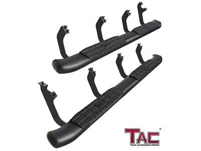 4.25-Inch PNC Oval Side Step Bars; Textured Black (22-25 Tundra Double Cab)