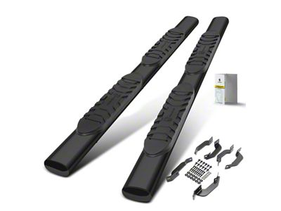 5-Inch Oval Straight Side Step Bars; Black (07-21 Tundra Double Cab)