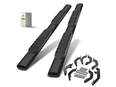 5-Inch Oval Straight Side Step Bars; Black (22-25 Tundra Double Cab)